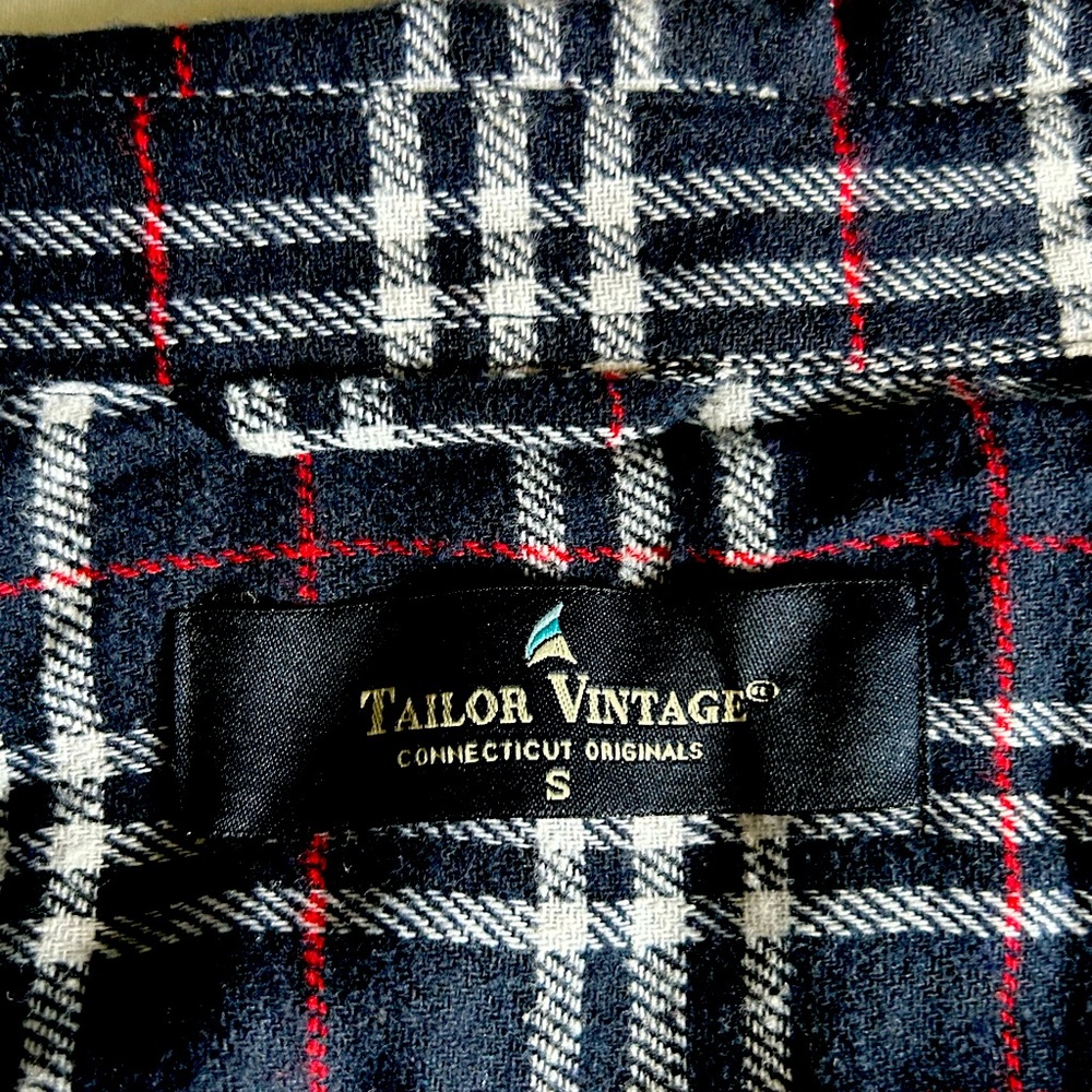 Tailor Vintage Button Up Flannel Shirt Mens S Blue Plaid Outdoor Cotton Blend